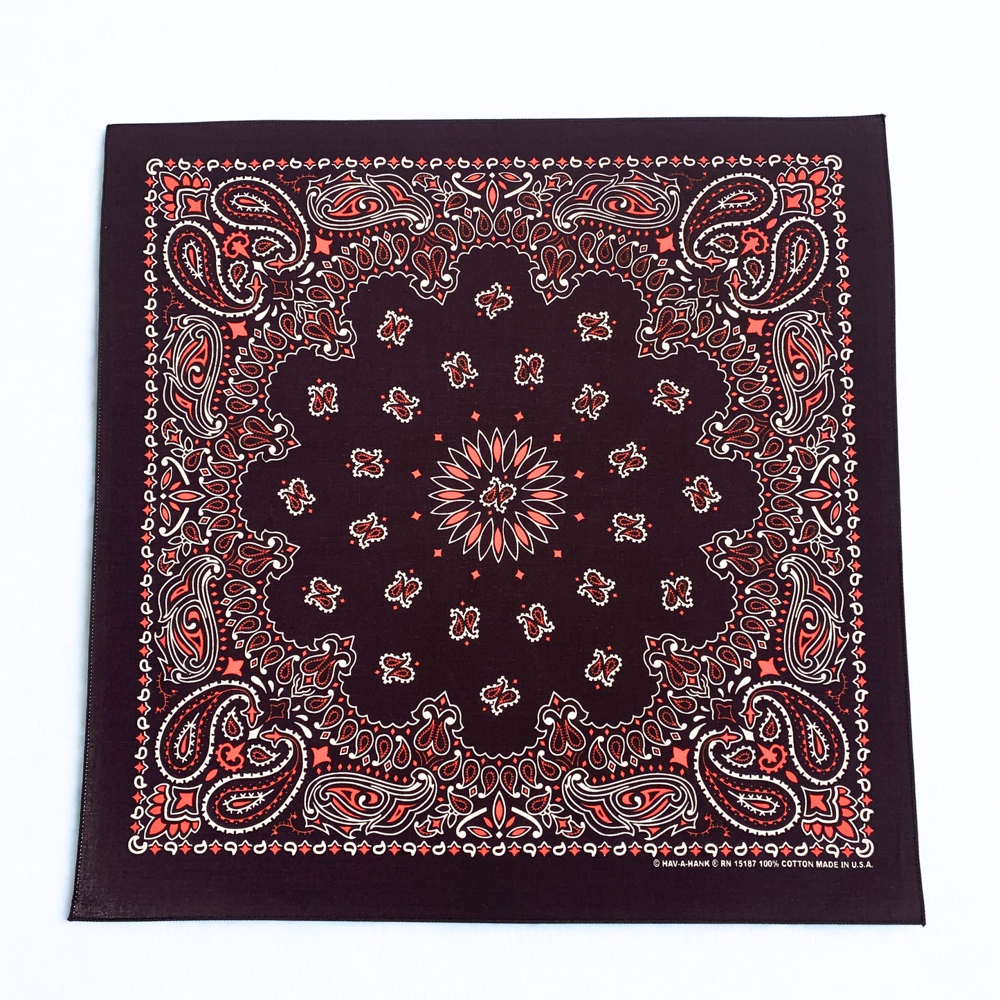 Very Dark Blue Red & White Paisley Single Side Print