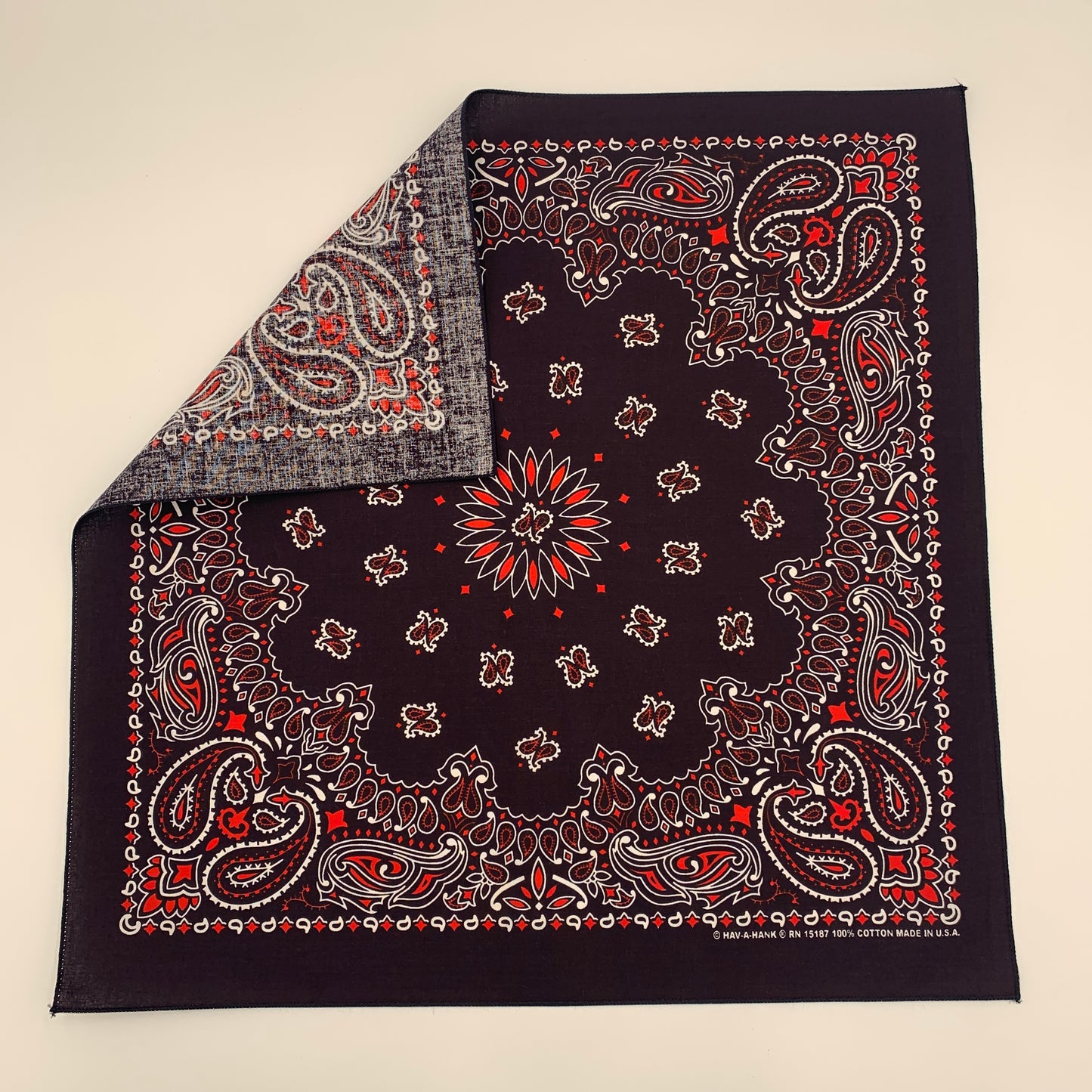 Very Dark Blue Red & White Paisley 3 Pack Single Side Print