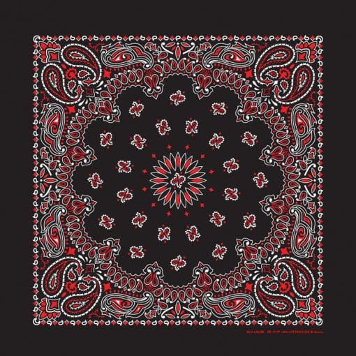 Black Red Paisley Single Side Print