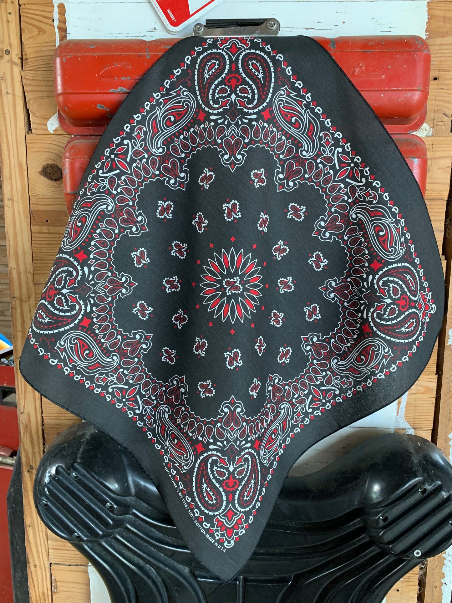 Black Red Paisley Single Side Print