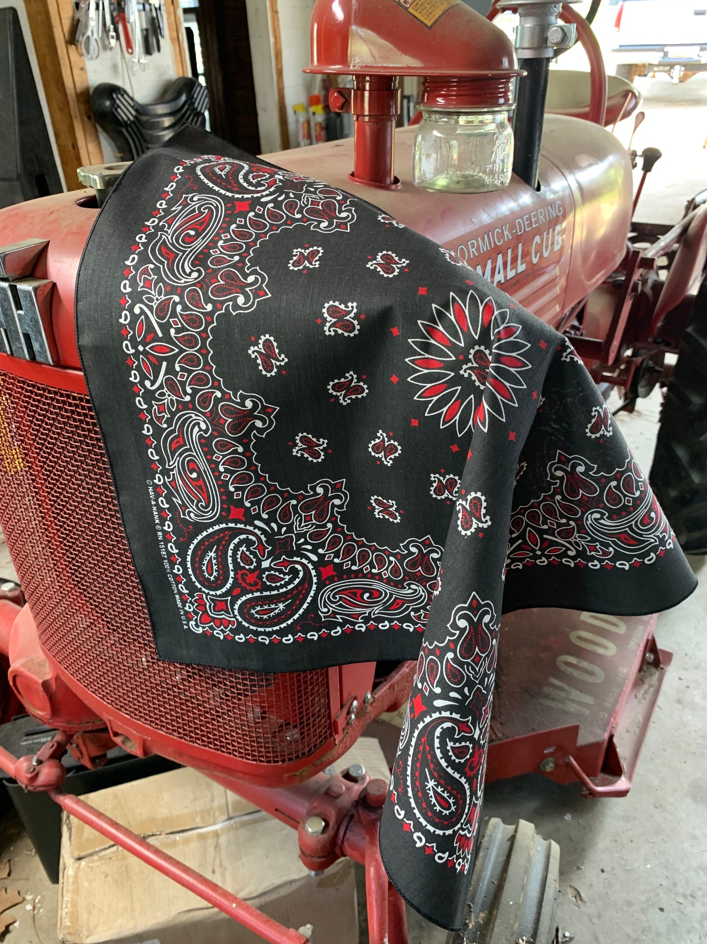 Black Red Paisley Single Side Print