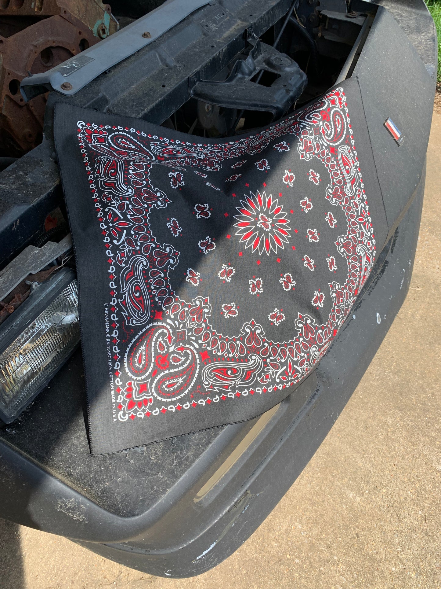 Black Red Paisley Single Side Print