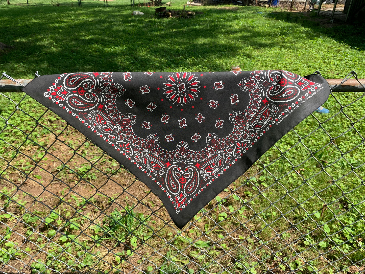 Black Red Paisley Single Side Print