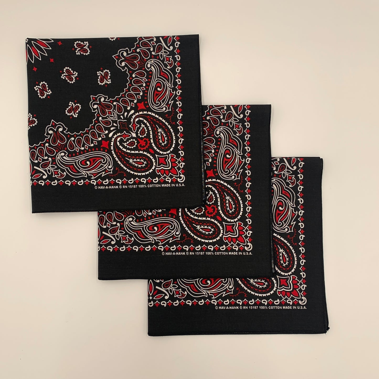 Black Red Paisley 3 Pack Single Side Print