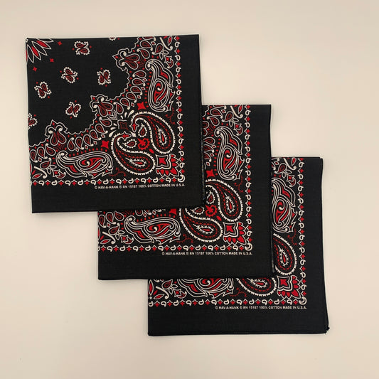 Black Red Paisley 3 Pack Single Side Print