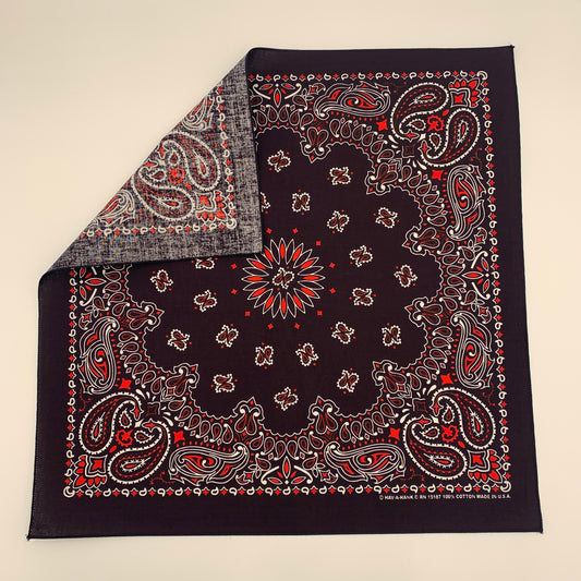 Very Dark Blue Red & White Paisley 3 Pack Single Side Print