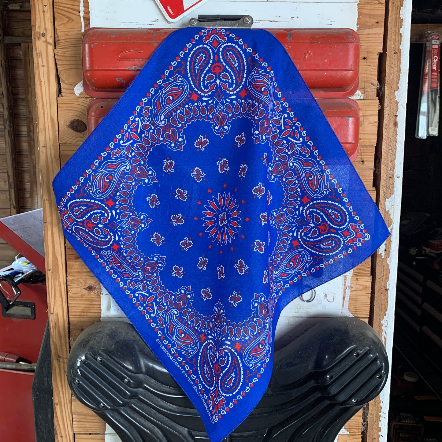 Blue Red & White Paisley Single Side Print