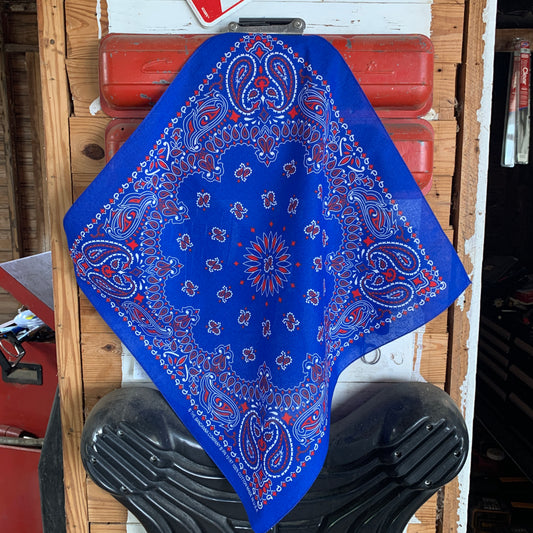 Blue Red & White Paisley Single Side Print