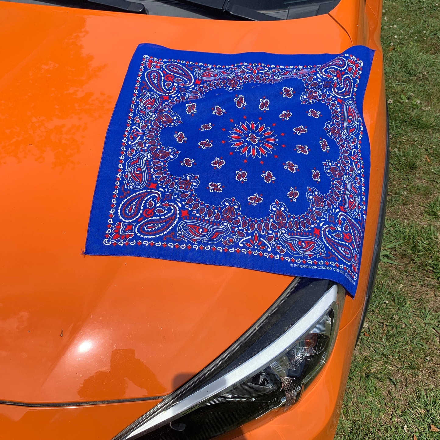 Blue Red & White Paisley Single Side Print