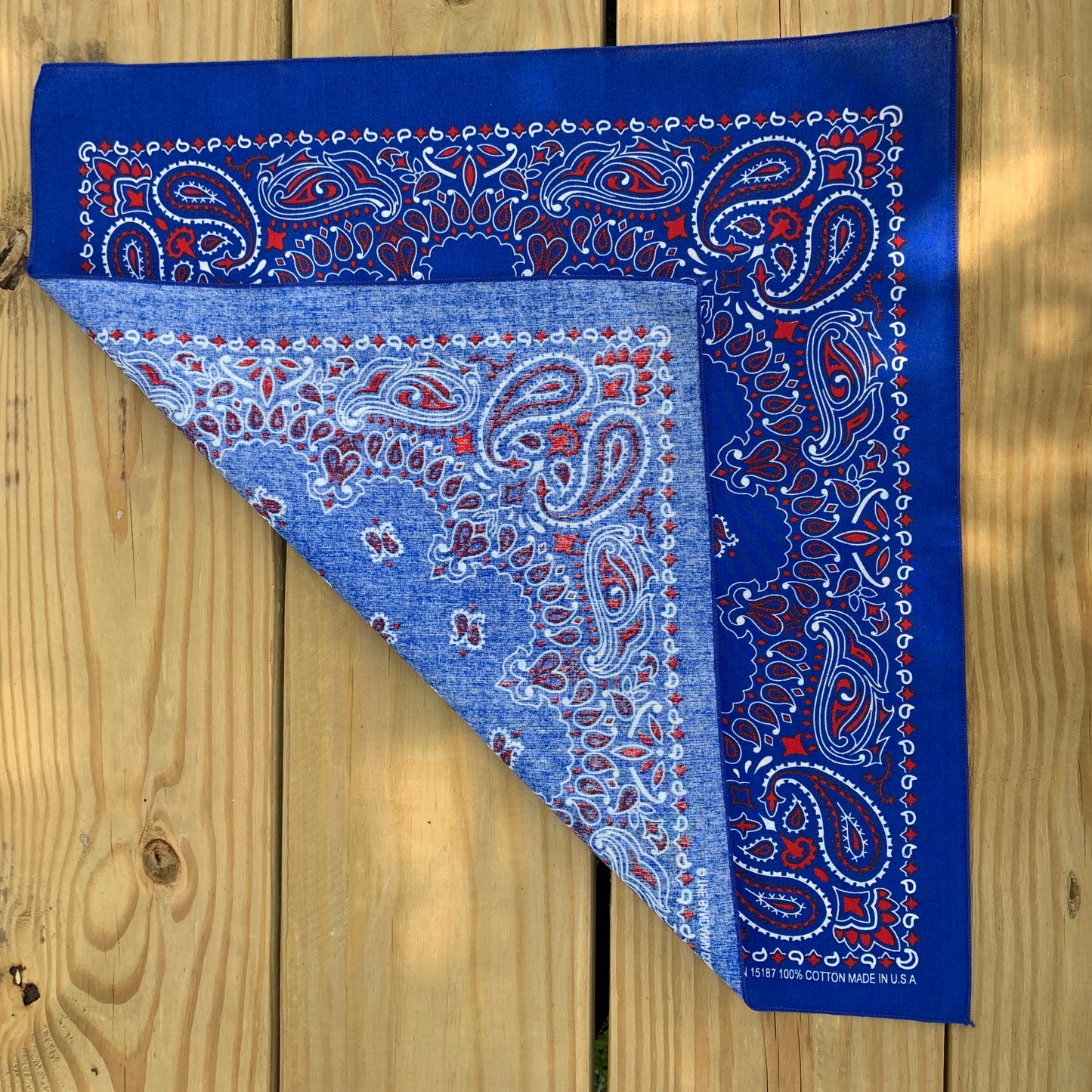 Blue Red & White Paisley Single Side Print