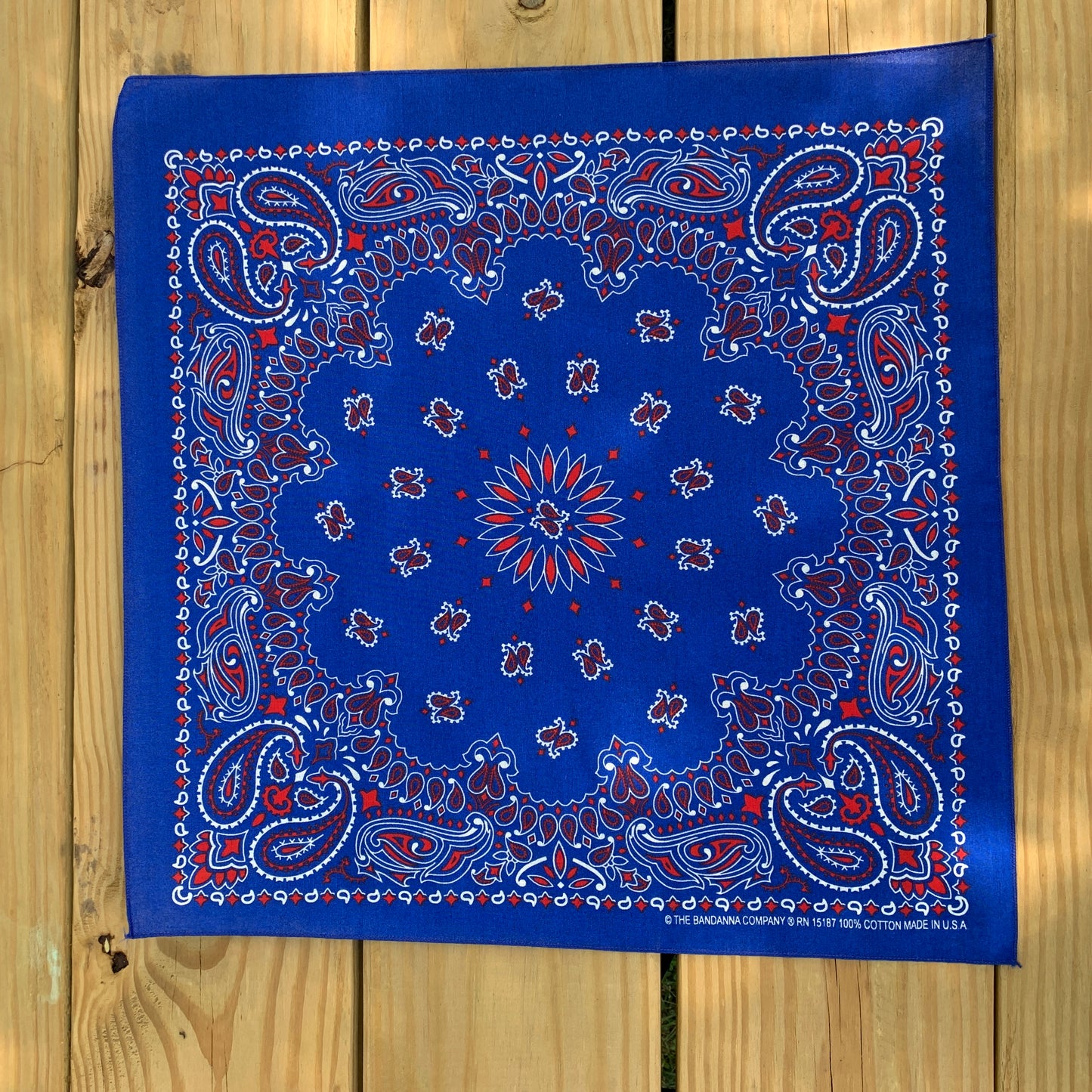 Blue Red & White Paisley Single Side Print