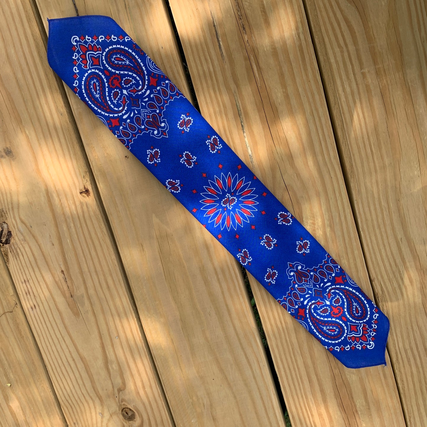 Blue Red & White Paisley Single Side Print