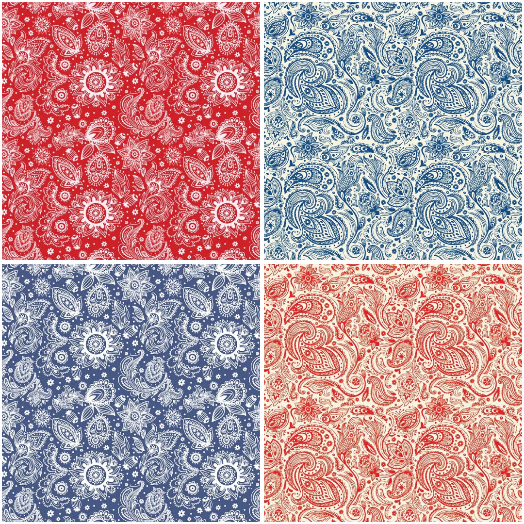 Prim/English Paisley Bundle-4 Pack of Bandannas