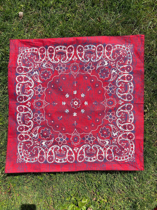 Red/Indigo Rustic 27" Bandanna, Made in USA, Hav-A-Hank